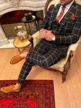 Zwart retro geruit kostuum